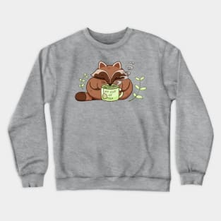 Cute Raccoon – Tea and Animal Lover Design Crewneck Sweatshirt